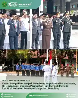 Upacara Peringatan Hari Sumpah Pemuda ke-98 yang diselenggarakan di Halaman Pendopo Kabupaten Pemalang